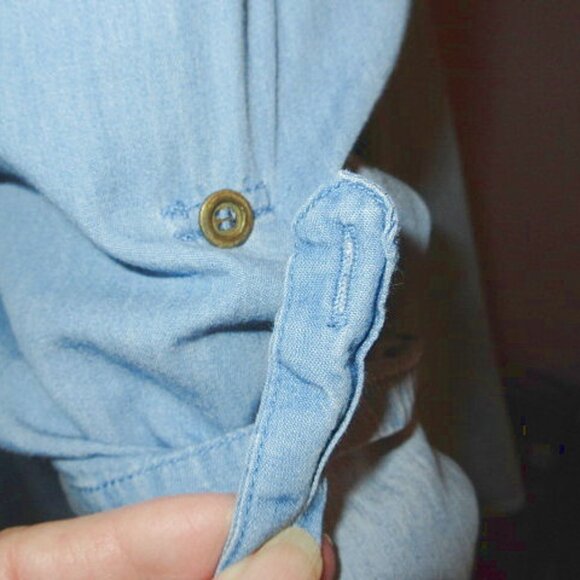 Vtg Embroidered Chambray Denim Shirt Size XL Tunic Top Bloomcore Boho Western - Picture 7 of 11